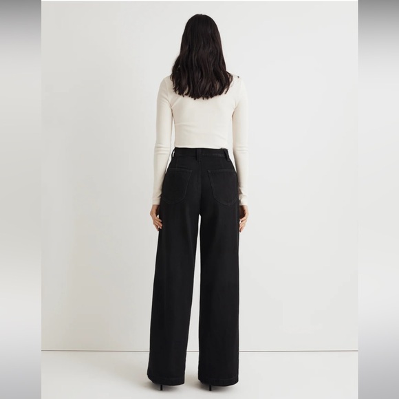 NWT Madewell Extrawide-Leg Trouser Jeans in Wilkes Wash: Pleat Edition 25 Black - Picture 3 of 11